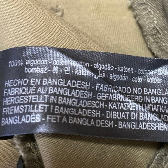 Zara Green Colorblock High Waisted Military Cargo Wide Leg Baggy Pants Size 4 - Picture 6 of 6